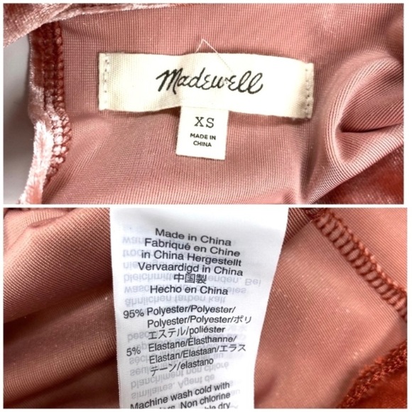 MADEWELL Crushed Velvet Mockneck Mini Dress Style Soft Orange Size XS # K1070 - Picture 6 of 7